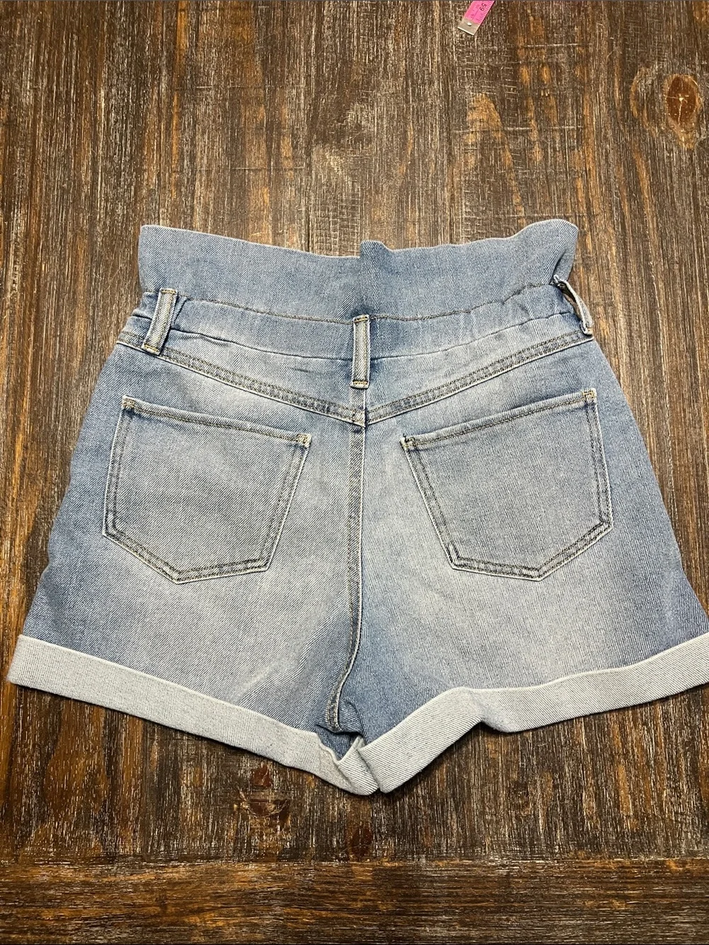 Sincerely Jules Light Blue Paperbag Waist Denim Shorts